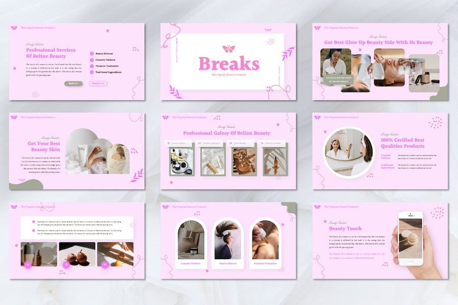 美妆美容产品展示汇报PPT模板 - 顶尖PPT