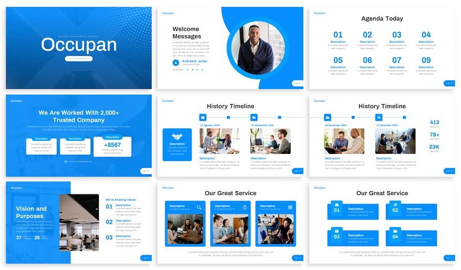 蓝色大气职业介绍业务合作项目推广商业计划商务通用keynote模板 - 顶尖PPT