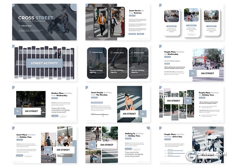 30页国外极简文艺小清新风格多用途PPT模板5种主题配色 - 顶尖PPT