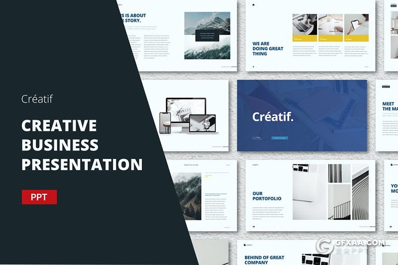 30国外扁平化简约风格企业介绍项目合作展示PPT模板 - 顶尖PPT