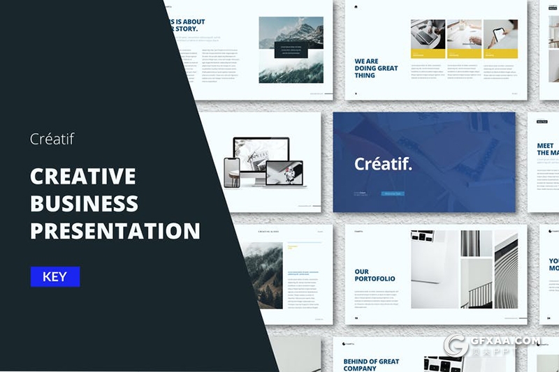 30国外扁平化简约风格企业介绍项目合作展示keynote模板 - 顶尖PPT