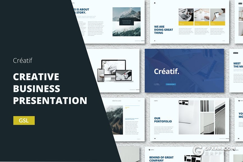 30国外扁平化简约风格企业介绍项目合作展示Google slides模板 - 顶尖PPT