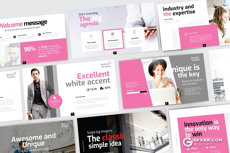 30页简约风格时尚品牌服装产品宣传推广PPT模板5种主题配色 - 顶尖PPT