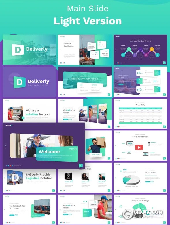 55页物流行业数据分析物流行业介绍工作汇报计划PPT模板11种主题配色 - 顶尖PPT