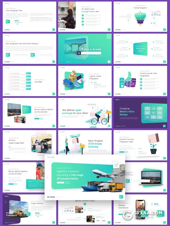 55页物流行业数据分析物流行业介绍工作汇报计划PPT模板11种主题配色 - 顶尖PPT