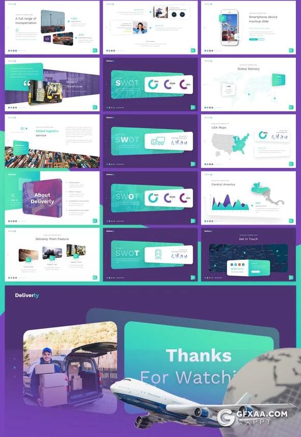 55页物流行业数据分析物流行业介绍工作汇报计划PPT模板11种主题配色 - 顶尖PPT