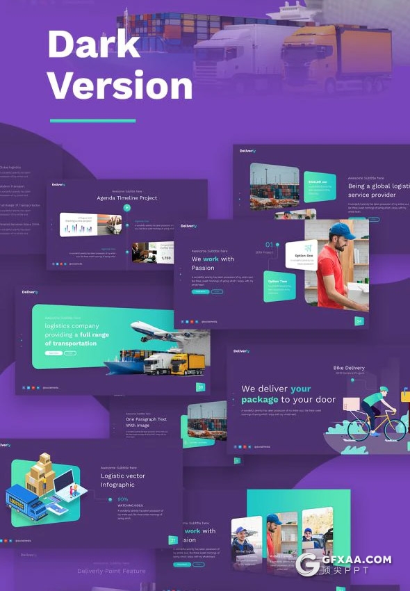 55页物流行业数据分析物流行业介绍工作汇报计划PPT模板11种主题配色 - 顶尖PPT