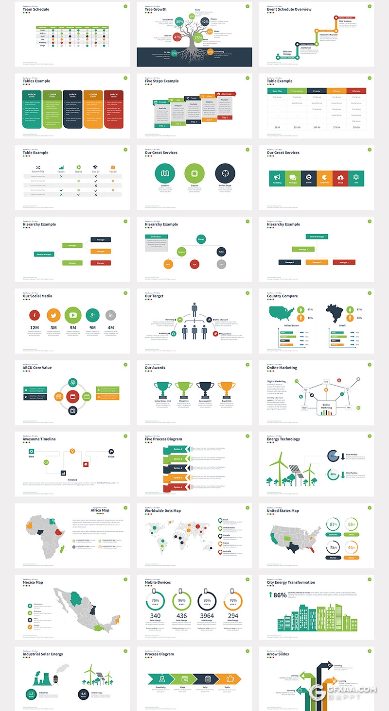 70页扁平化国外高端商务信息图形工作计划总结PPT模板 - 顶尖PPT