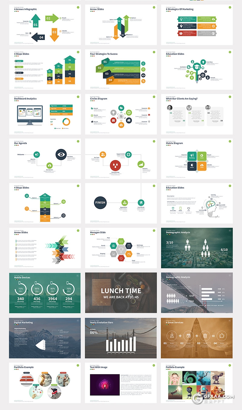 70页扁平化国外高端商务信息图形工作计划总结PPT模板 - 顶尖PPT