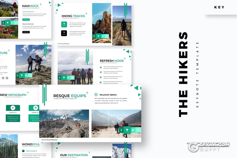 30页旅游度假旅游探险旅游景点风景介绍展示keynote模板5种主题配色 - 顶尖PPT