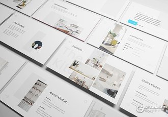 32页极简风格室内装修公司介绍案例展示Google slides模板 - 顶尖PPT