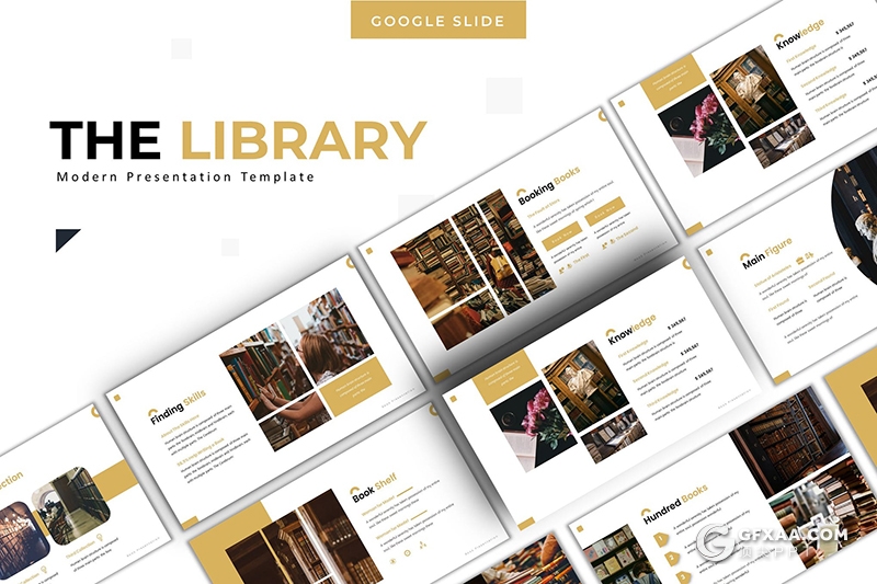30页图书馆宣传介绍推广Google slides模板5种主题配色 - 顶尖PPT