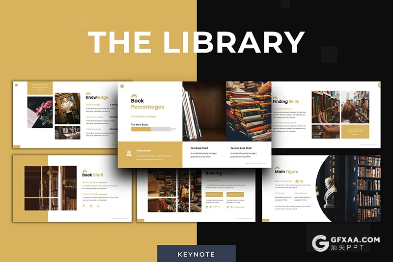 30页图书馆宣传介绍推广keynote模板5种主题配色 - 顶尖PPT