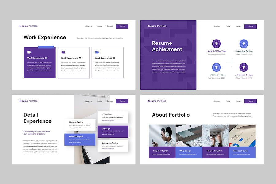 创意个人简历作品集设计展示PPT模板 - 顶尖PPT