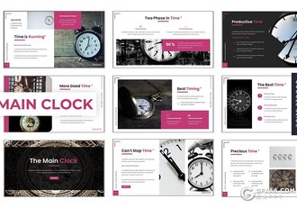 30页钟表宣传介绍品牌推广调研PPT模板5种主题配色 - 顶尖PPT