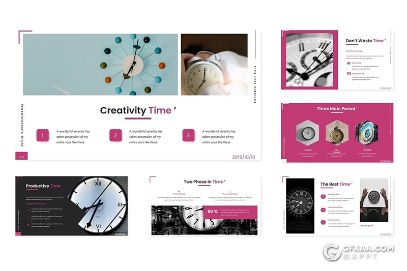 30页钟表宣传介绍品牌推广调研PPT模板5种主题配色 - 顶尖PPT