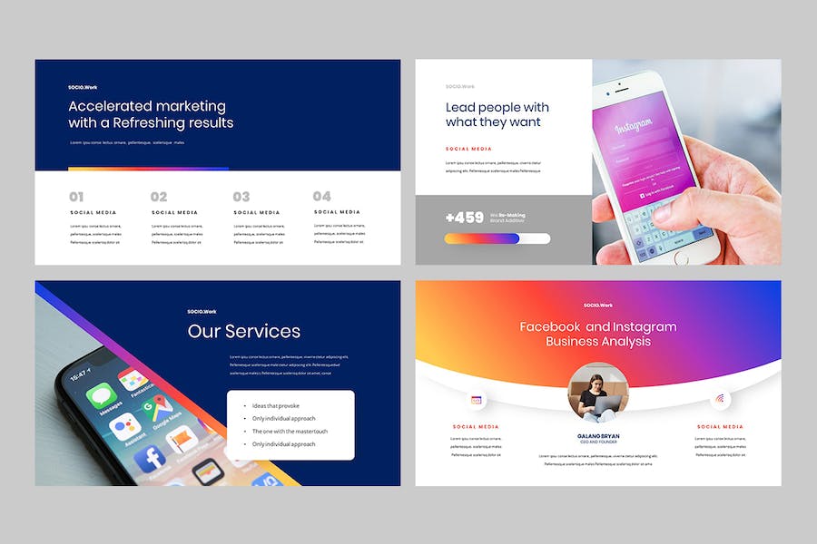 社交媒体内容营销推广策略PPT模板 - 顶尖PPT