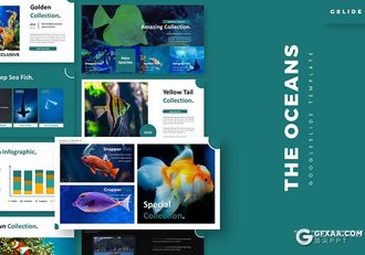 30页国外扁平化海洋生物介绍统计Google slides模板5种主题配色 - 顶尖PPT