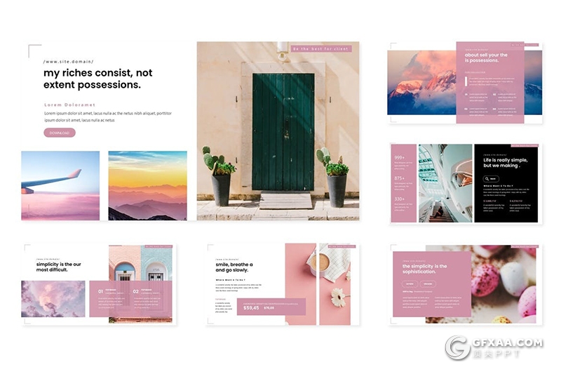 30页小清新唯美风格国外多用途PPT模板5种主题配色 - 顶尖PPT