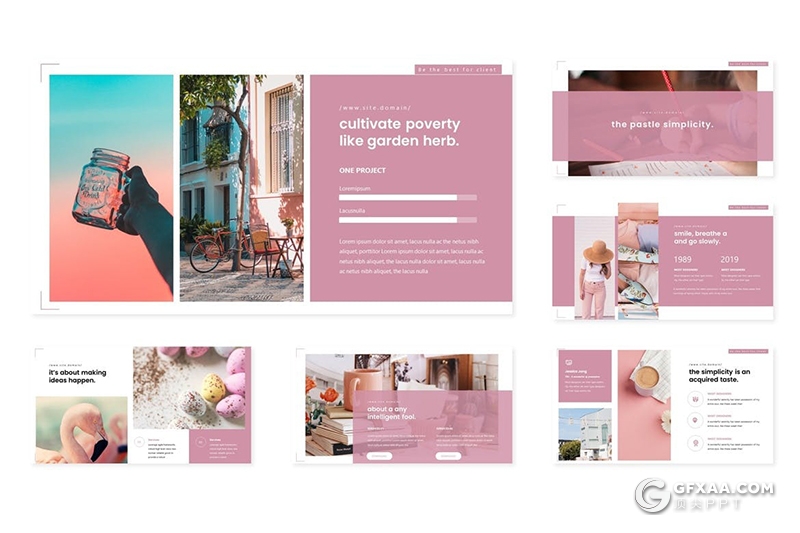 30页小清新唯美风格国外多用途PPT模板5种主题配色 - 顶尖PPT