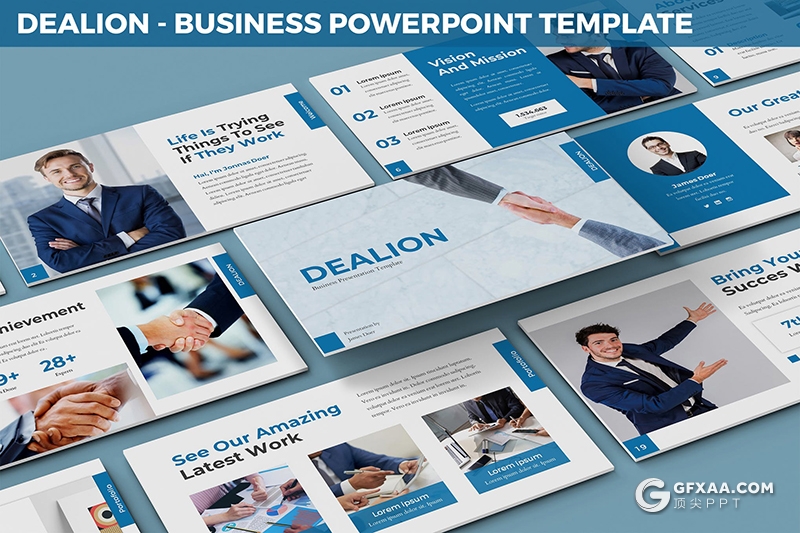 30页欧美风格企业团队介绍项目合作商务通用PPT模板3种主题配色 - 顶尖PPT