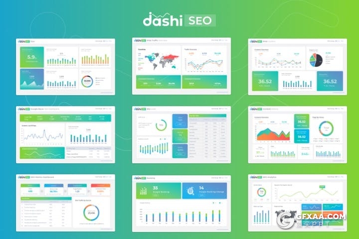 SEO网络优化报告数据分析图表PPT模板 - 顶尖PPT
