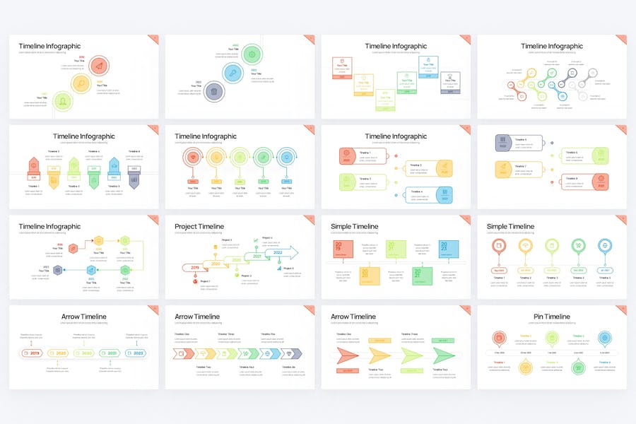 多色彩精美线条项目时间表keynote模板 - 顶尖PPT