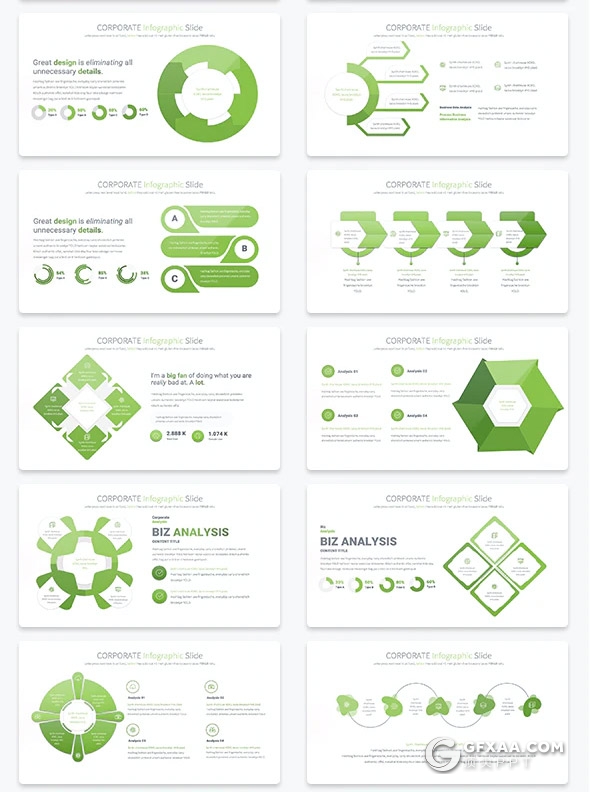 35页创意企业商务信息图形设计PPT模板11种主题配色 - 顶尖PPT