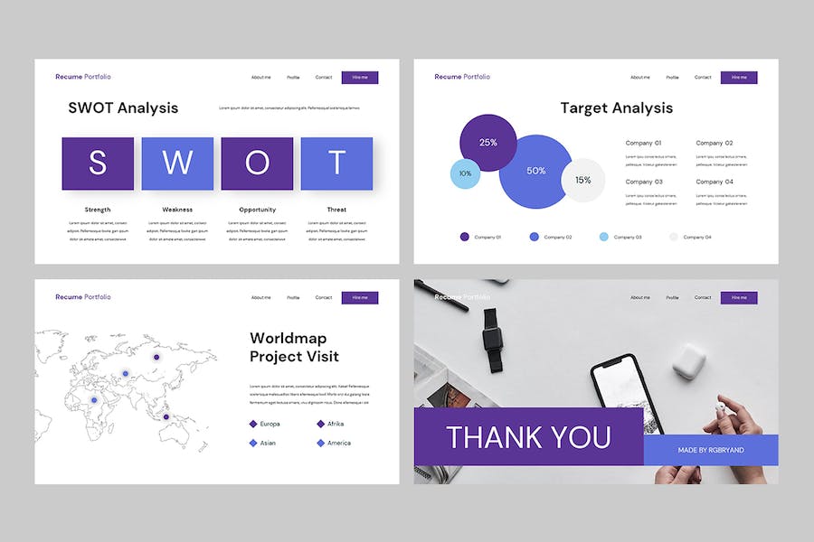 创意个人简历作品集设计展示PPT模板 - 顶尖PPT