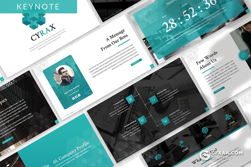 30页扁平化商务会议项目合作共计划总结PPT模板5种主题配色 - 顶尖PPT