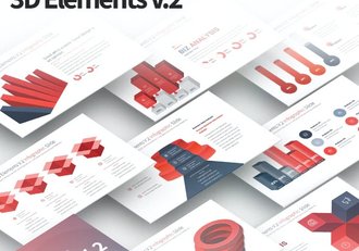 35页3D立体商务数据信息图形图表PPT模板11种主题配色 - 顶尖PPT