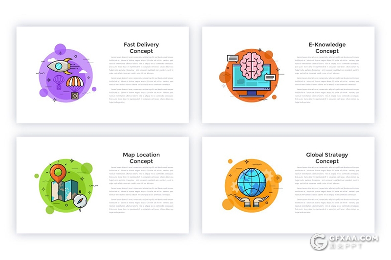 40页彩色创意动画商务概念图形设计PPT+PSD模板 - 顶尖PPT