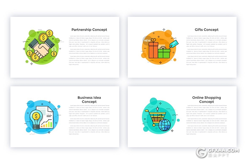 40页彩色创意动画商务概念图形设计PPT+PSD模板 - 顶尖PPT