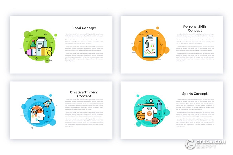 40页彩色创意动画商务概念图形设计PPT+PSD模板 - 顶尖PPT