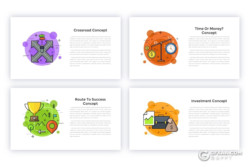 40页彩色创意动画商务概念图形设计PPT+PSD模板 - 顶尖PPT