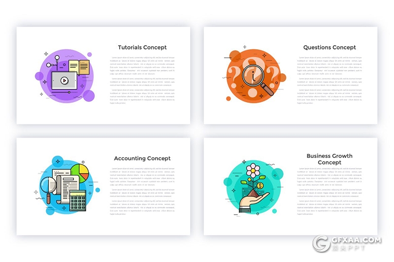 40页彩色创意动画商务概念图形设计PPT+PSD模板 - 顶尖PPT