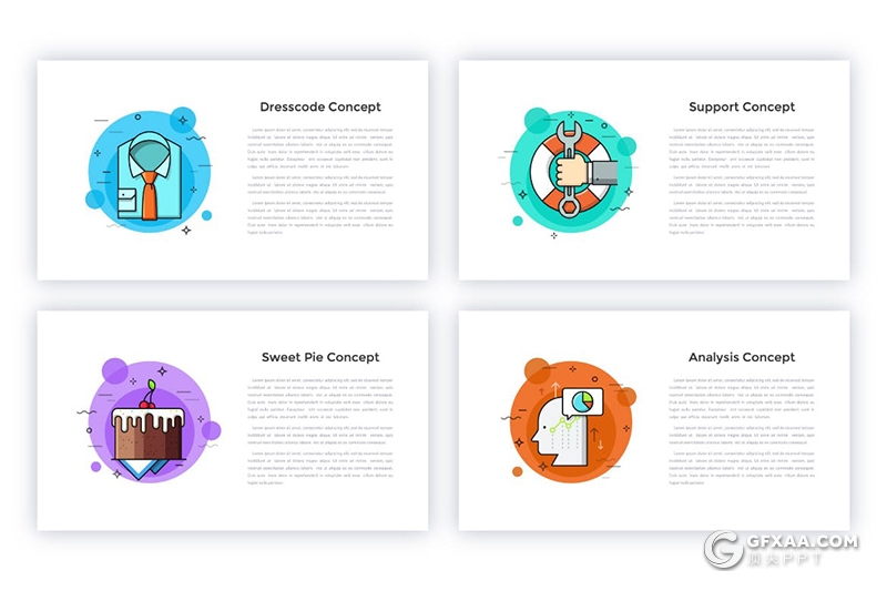 40页彩色创意动画商务概念图形设计PPT+PSD模板 - 顶尖PPT