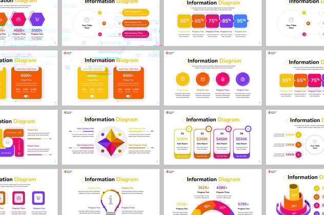 彩色数据可视化展示图形keynote模板 - 顶尖PPT