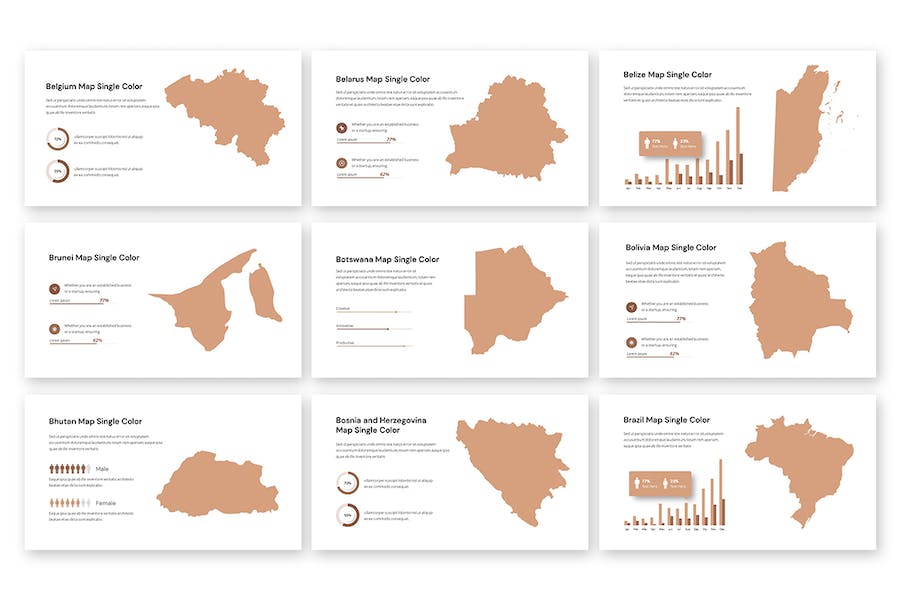 世界部分国家地图图形keynote模板 - 顶尖PPT