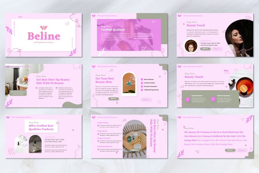 美妆美容产品展示汇报PPT模板 - 顶尖PPT