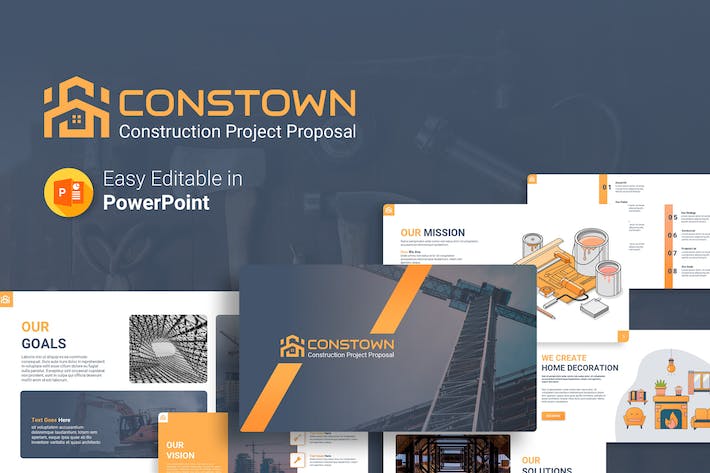 工程建筑项目施工介绍PPT模板 - 顶尖PPT