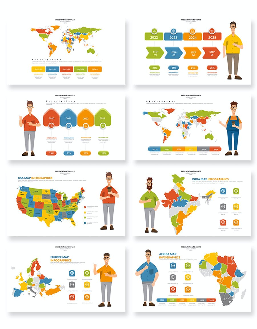 商业人物插画步骤信息图表PPT模板 - 顶尖PPT