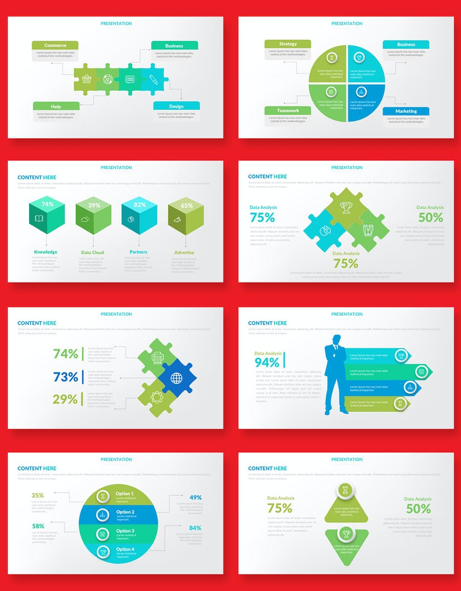 大气企业商务数据分析信息图表PPT模板 - 顶尖PPT