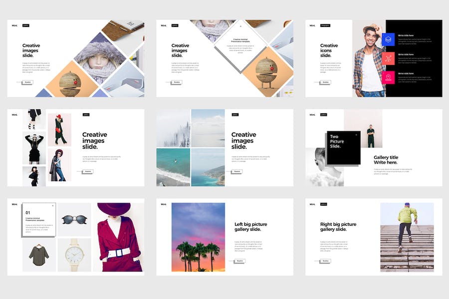 迷你黑白风格商务总结团队介绍通用PPT模板 - 顶尖PPT