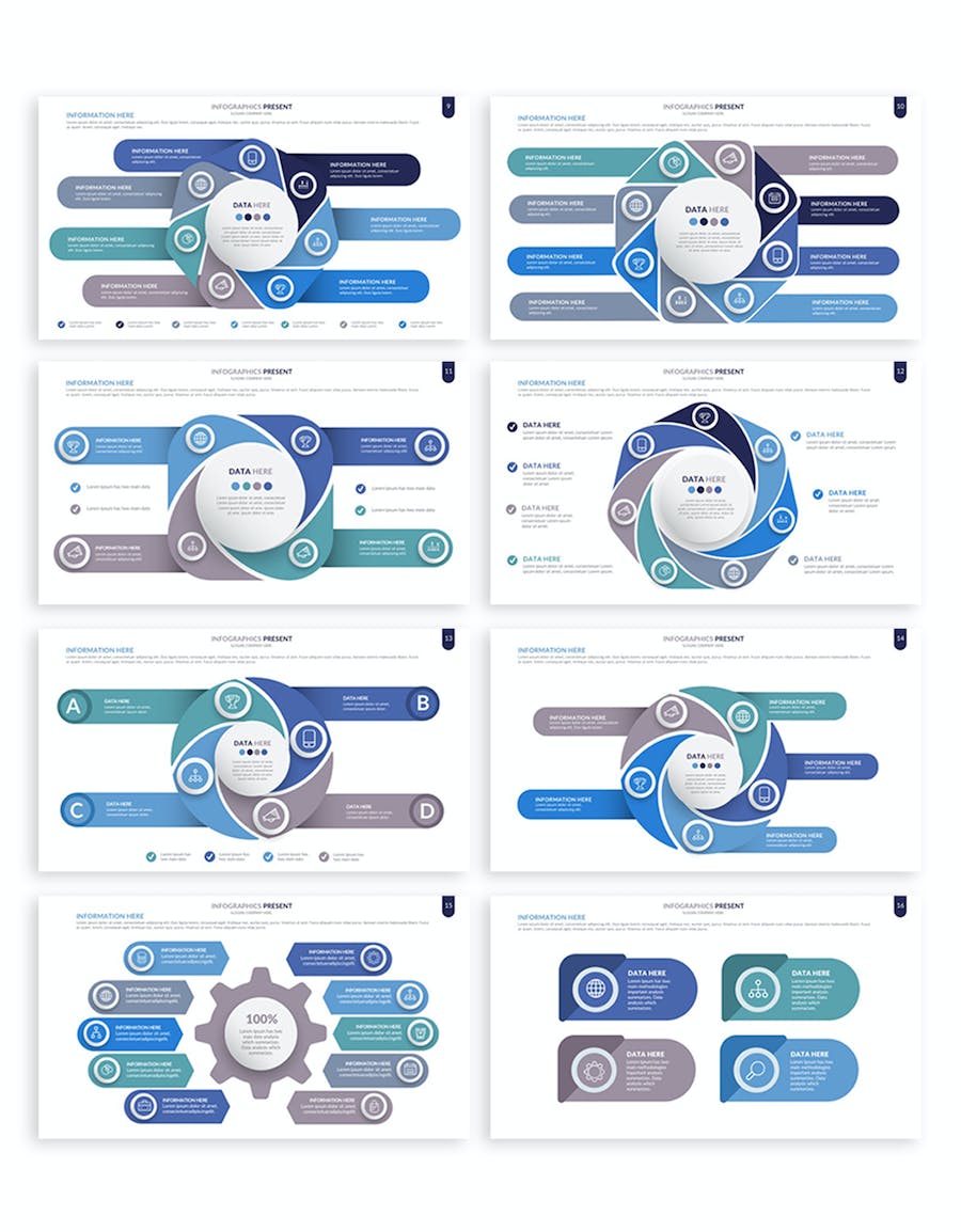 国外蓝色创意要点图形循环图形图表keynote模板 - 顶尖PPT