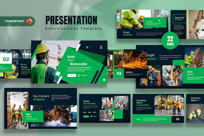 工程施工建筑工业化PPT模板 - 顶尖PPT