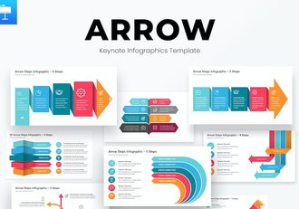 彩色多种样式箭头指向步骤图形要点展示图形keynote模板 - 顶尖PPT