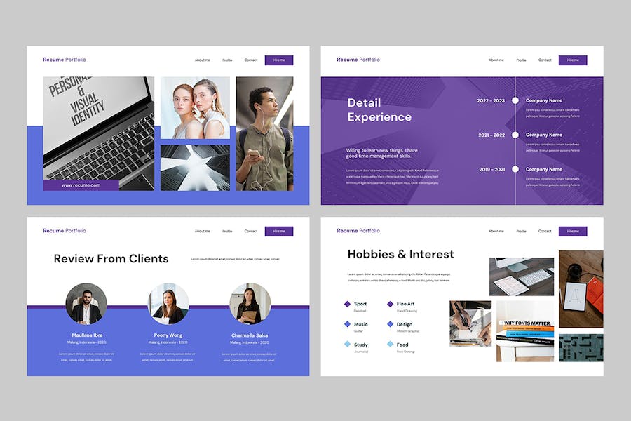 创意个人简历作品集设计展示PPT模板 - 顶尖PPT