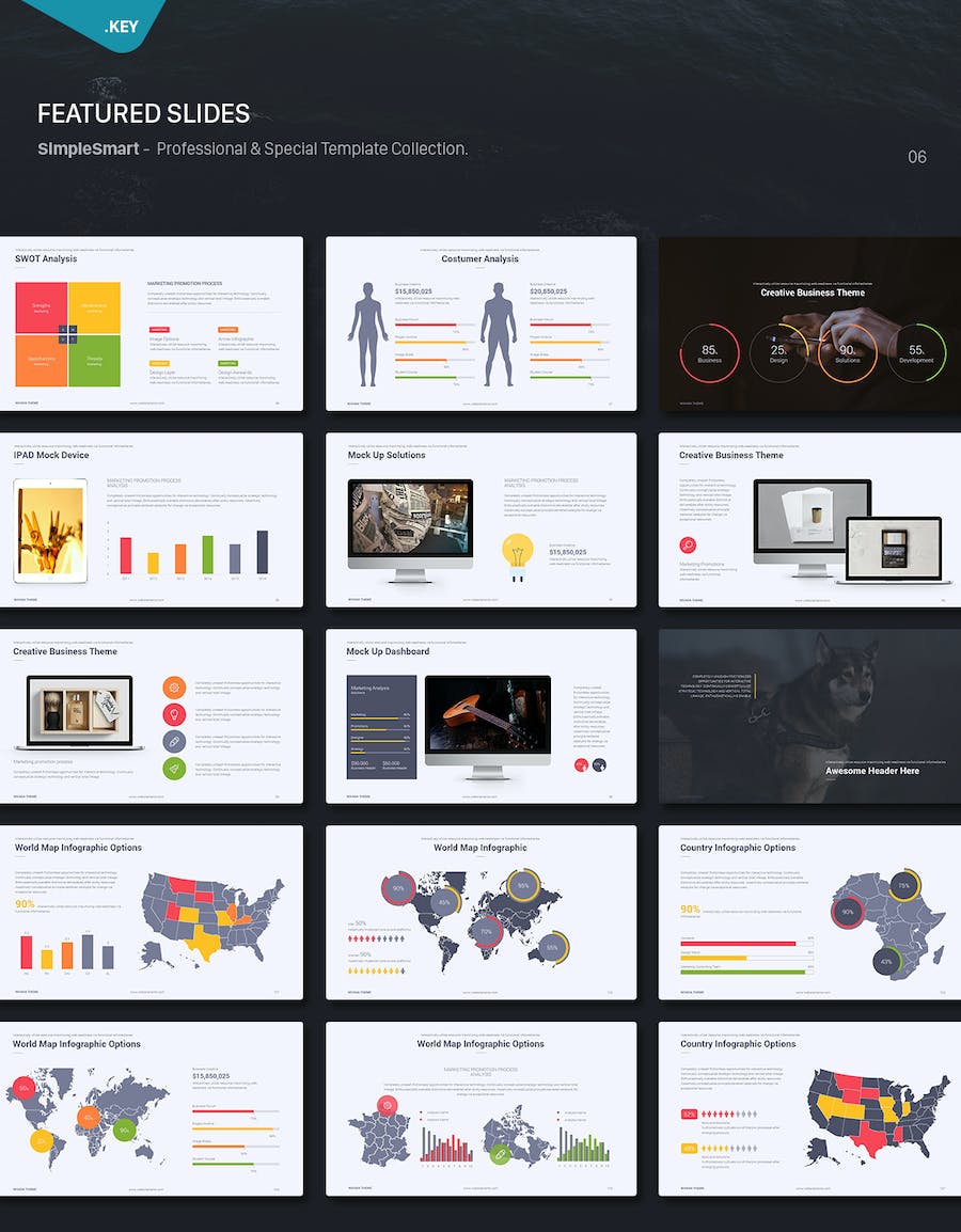 欧美创意图形设计商务通用keynote模板 - 顶尖PPT