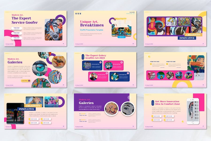 花花公子涂鸦讲述展示创意设计PPT模板 - 顶尖PPT